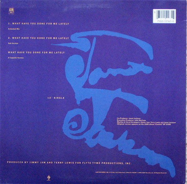 Release: What Have You Done For Me Lately-Vinyl-US-1986-SP-12167-109990