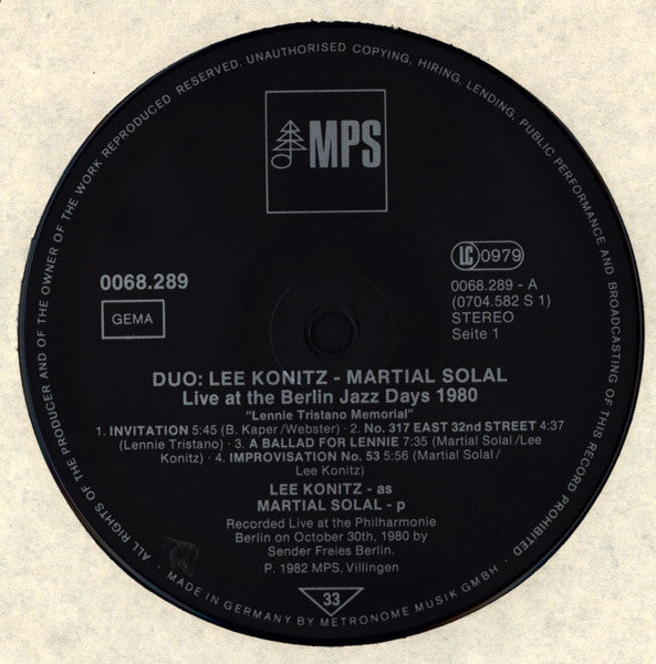 Live At The Berlin Jazz Days 1980