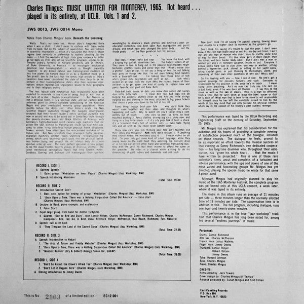 Music Written For Monterey, 1965 Not Heard... Played In Its Entirety, At UCLA