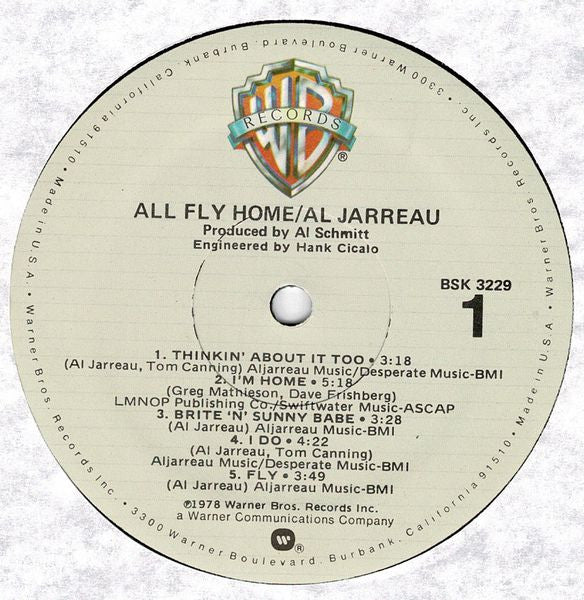 Release: All Fly Home-Vinyl-US-1983-BSK 3229-21037558