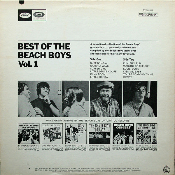 Release: Best Of The Beach Boys - Vol. 1-Vinyl-Canada-None-DT-502545, DT-2545, DT-2545-25446979