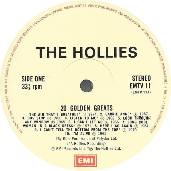 Release: 20 Golden Greats-Vinyl-UK-None-EMTV 11, OC 062-06-696-3423946