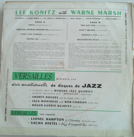 Release: Lee Konitz With Warne Marsh-Vinyl-France-1957-MEDX 12001-5673896