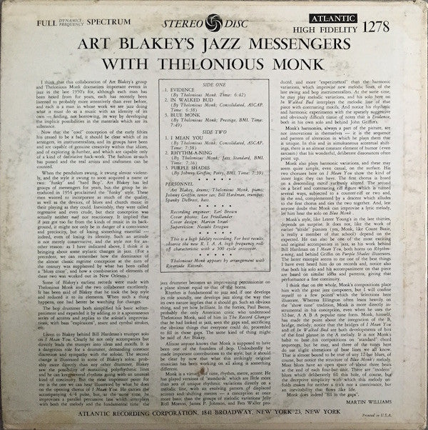 Art Blakey's Jazz Messengers With Thelonious Monk