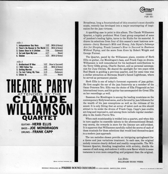 Theatre Party Attended By The Claude Williamson Quartet