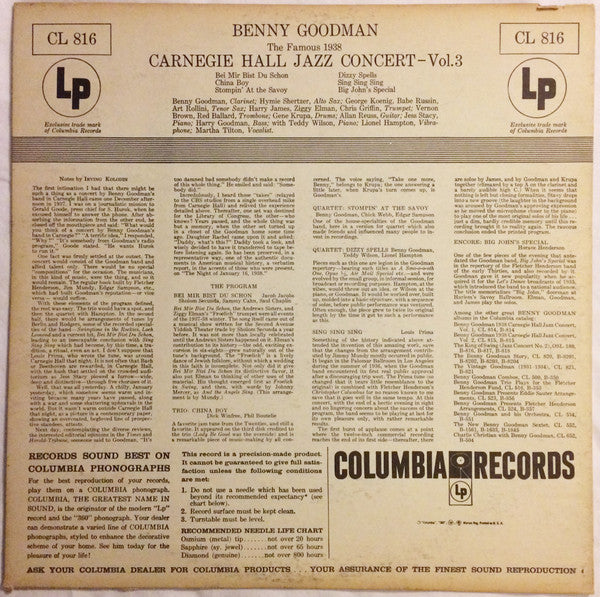 The Famous 1938 Carnegie Hall Jazz Concert Vol.3