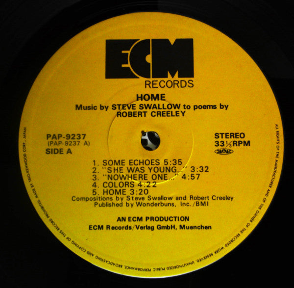 Home · Music By Steve Swallow To Poems By Robert Creeley