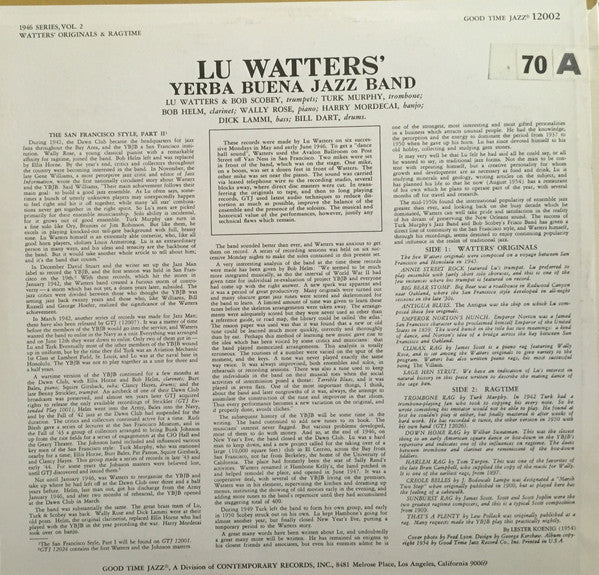 The San Francisco Style Vol. 2: Watter's Originals & Ragtime