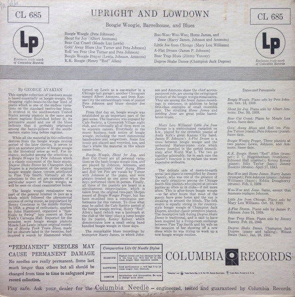 Upright And Lowdown "Boogie Woogie, Barrelhouse, And Blues"