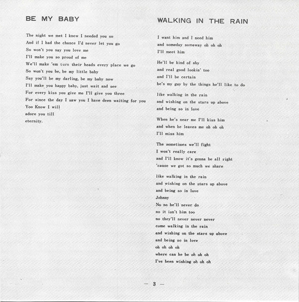 Be My Baby = ビー・マイ・ベイビー / Walking In The Rain = 恋の雨音
