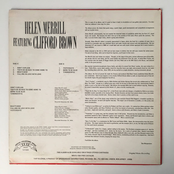 Helen Merrill Featuring Clifford Brown