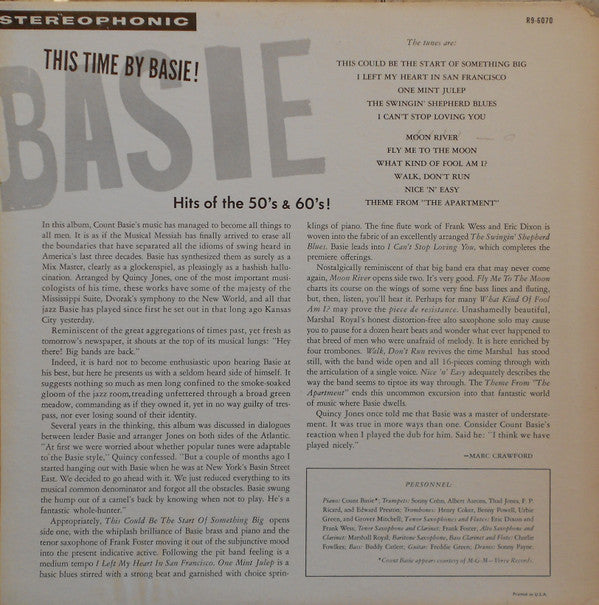 This Time By Basie - Hits Of The 50's & 60's!