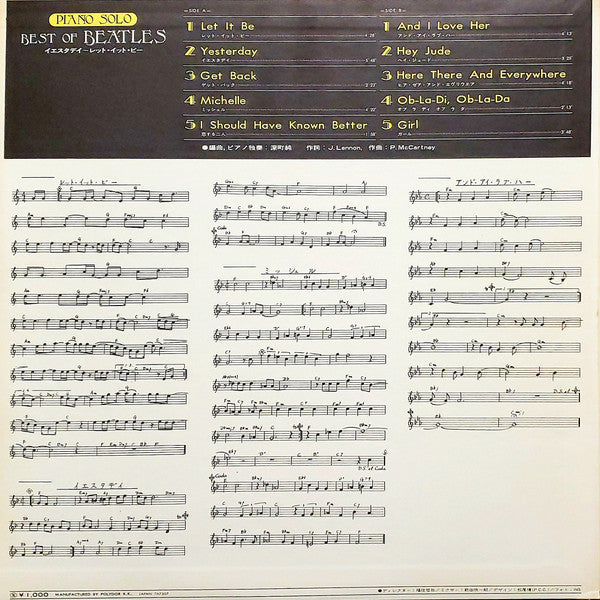 Piano Solo Best Of Beatles