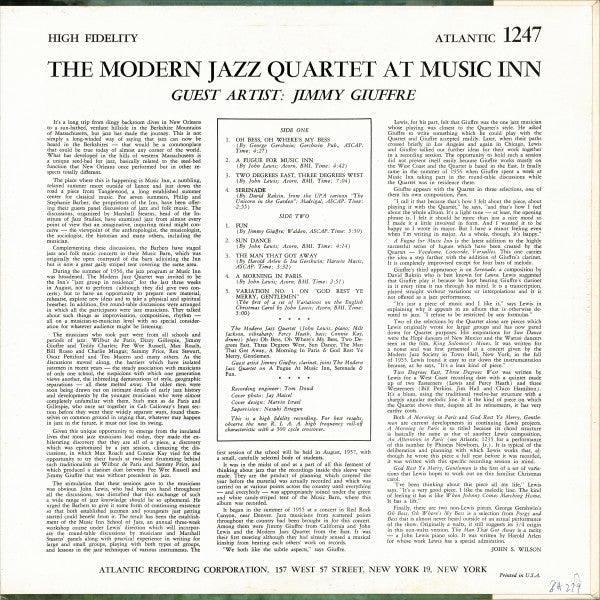 The Modern Jazz Quartet At Music Inn