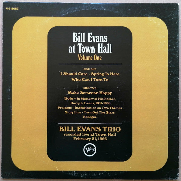Bill Evans At Town Hall (Volume One)