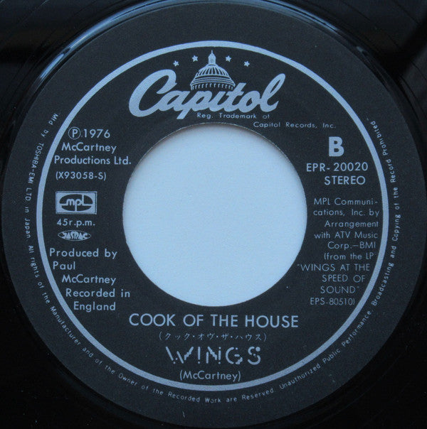心のラヴ・ソング / クック・オヴ・ザ・ハウス = Silly Love Songs / Cook Of The House