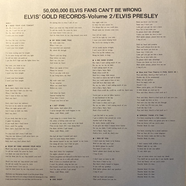 50,000,000 Elvis Fans Can't Be Wrong (Elvis' Gold Records, Vol. 2)