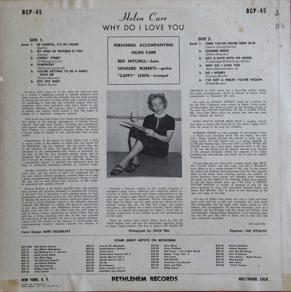 Release: Why Do I Love You-Vinyl-US-1956-BCP 45-5242341