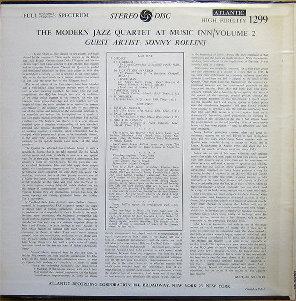 The Modern Jazz Quartet At Music Inn — Volume 2