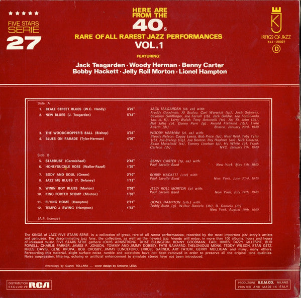 Here Are From The 40's Rare Of All Rarest Jazz Performances Vol. 1