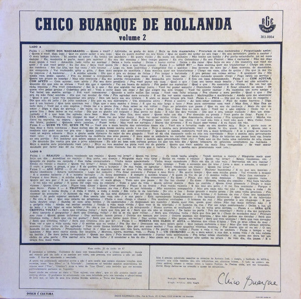 Master Release: Chico Buarque De Hollanda Volume 2 by Chico Buarque De Hollanda