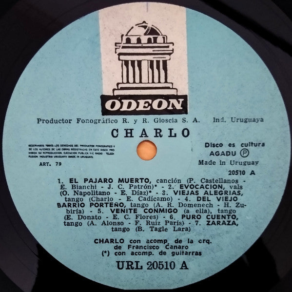 Charlo Con Acompañamiento De La Orquesta De Francisco Canaro
