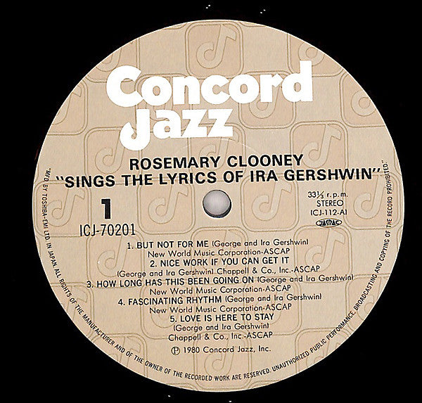 Rosemary Clooney Sings The Lyrics Of Ira Gershwin