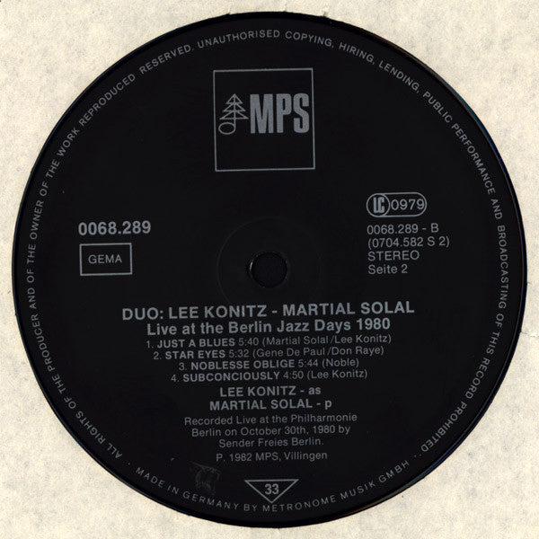 Live At The Berlin Jazz Days 1980