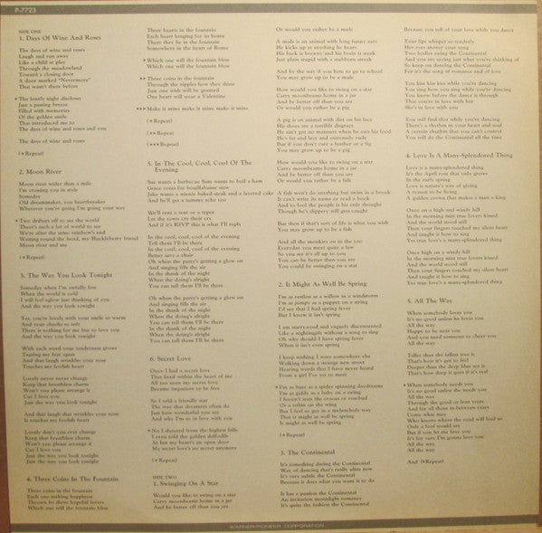 Sings Days Of Wine And Roses, Moon River, And Other Academy Award Winners