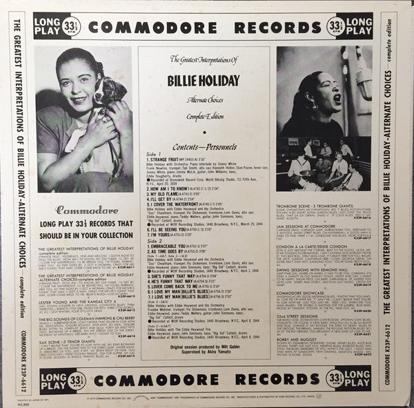The Greatest Interpretations Of Billie Holiday - Alternate Choices - complete edition