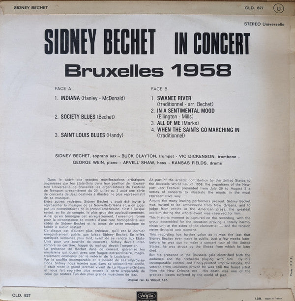 Sidney Bechet In Concert - Bruxelles 1958