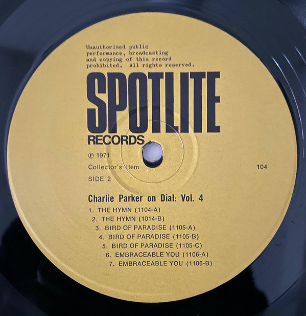 Charlie Parker On Dial Volume 4