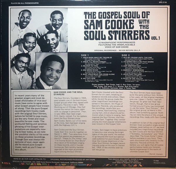 The Gospel Soul Of Sam Cooke With The Soul Stirrers Vol. 1