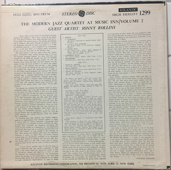 The Modern Jazz Quartet At Music Inn — Volume 2