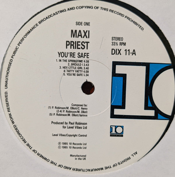 Master Release: You're Safe by Maxi Priest