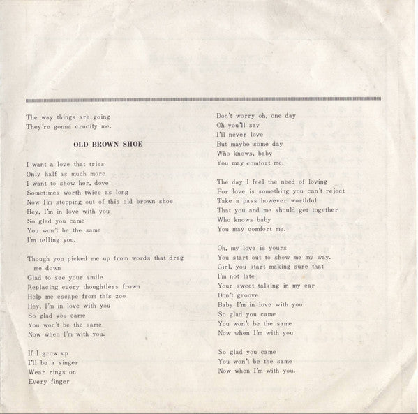 ジョンとヨーコのバラード = The Ballad Of John And Yoko / オールド・ブラウン・シュー = Old Brown Shoe