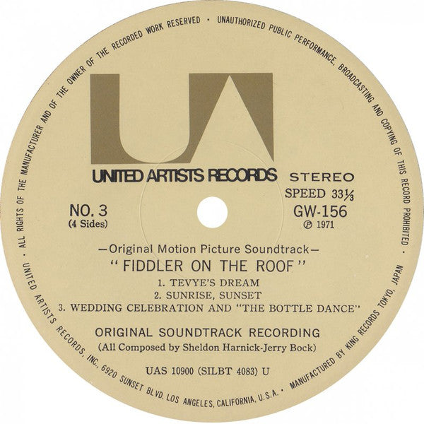 Fiddler On The Roof (Original Motion Picture Soundtrack Recording)