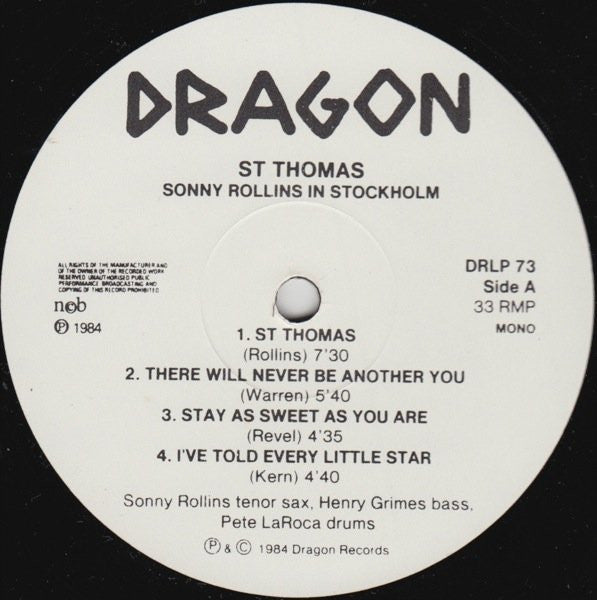 St Thomas - Sonny Rollins Trio In Stockholm 1959