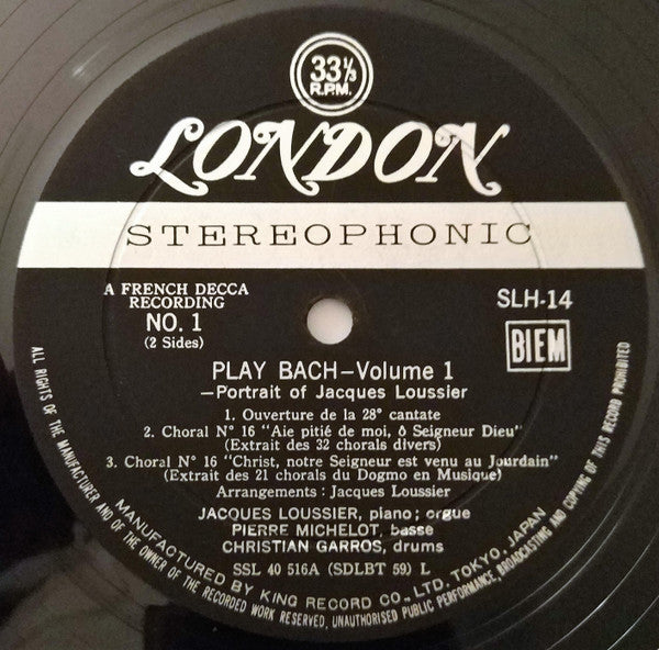 'Play Bach'/Vol. 1 - Portrait Of Jacques Loussier
