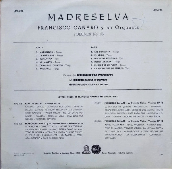 Master Release: Madreselva - Volumen No. 16 by Francisco Canaro Y Su Orquesta Típica