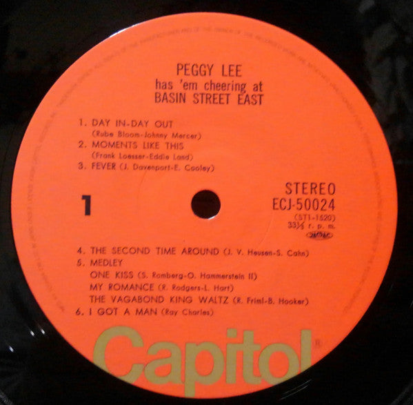 Basin Street East Proudly Presents Miss Peggy Lee Recorded At The Fabulous New York Club
