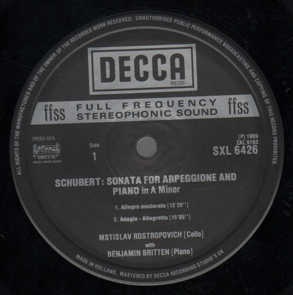 Schubert: Sonata For Arpeggione And Piano / Bridge: Sonata For Cello And Piano