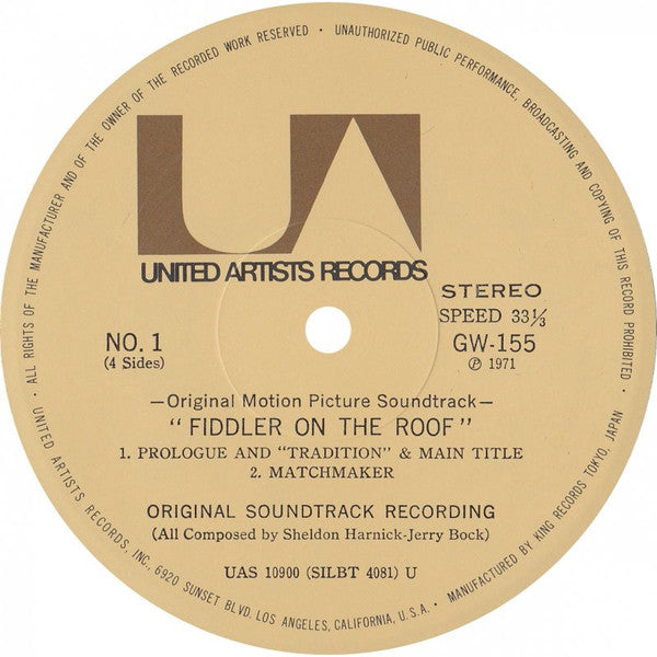Fiddler On The Roof (Original Motion Picture Soundtrack Recording)