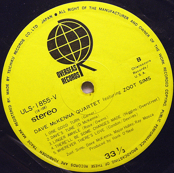Dave McKenna Quartet Featuring Zoot Sims