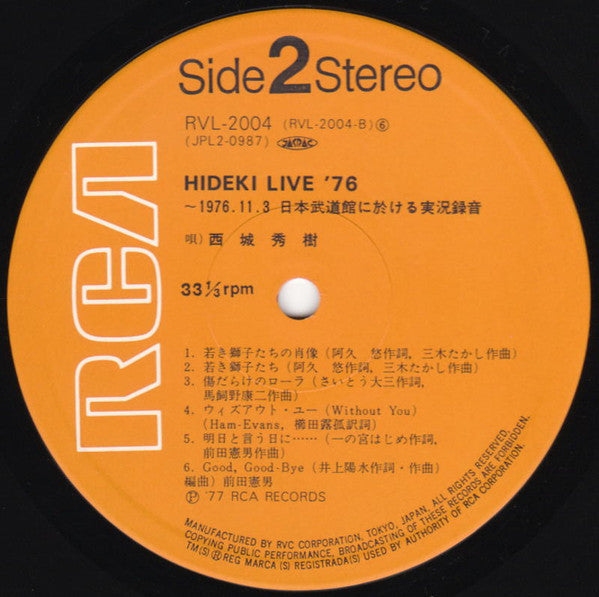 Hideki: Live '76 = ヒデキ・ライブ・'76