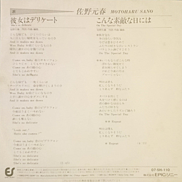 彼女はデリケート = She's So Delicate