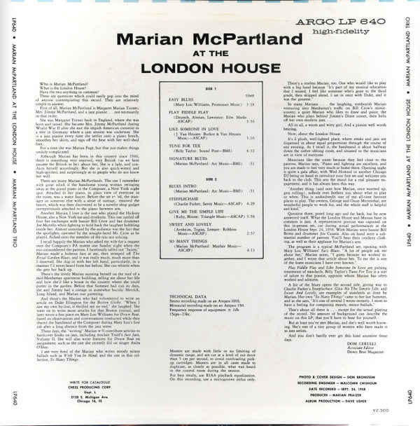Marian McPartland At The London House