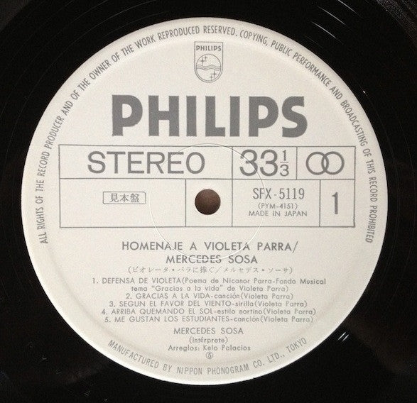 Release: Homenaje A Violeta Parra-Vinyl-Japan-1974-SFX-5119-4372357