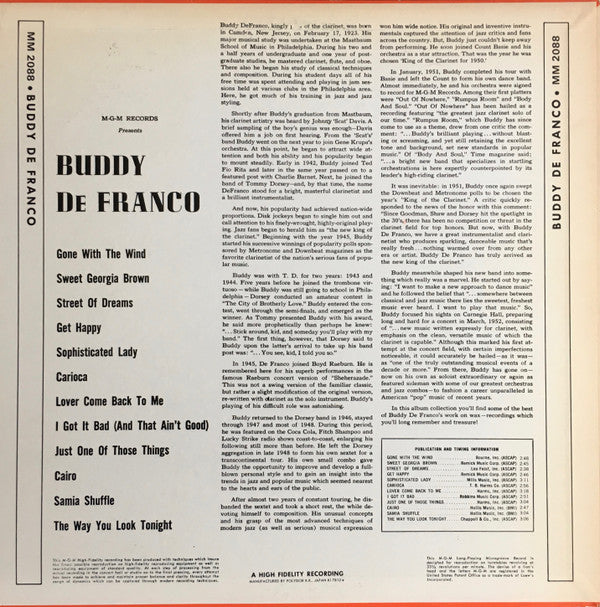 Release: Buddy DeFranco-Vinyl-Japan-1978-MM 2088-8555756