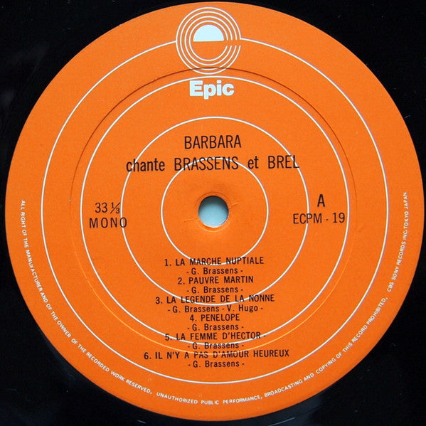 Barbara Chante Brassens Et Brel